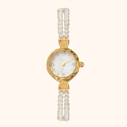 Noelle | Reloj con Pulsera de Perlas Naturales y Esfera Blanco Perlado