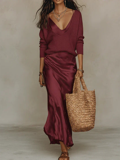 Anaïs | Vestido midi satinado elegante