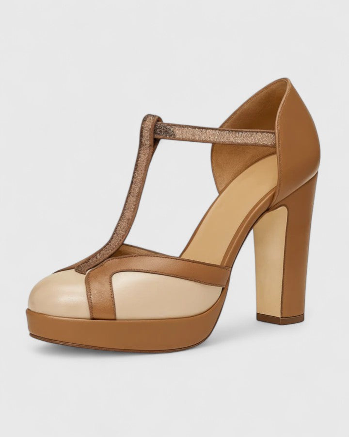 Eva | Tacones Marrones de Altura Equilibrada con Soporte Ortopédico