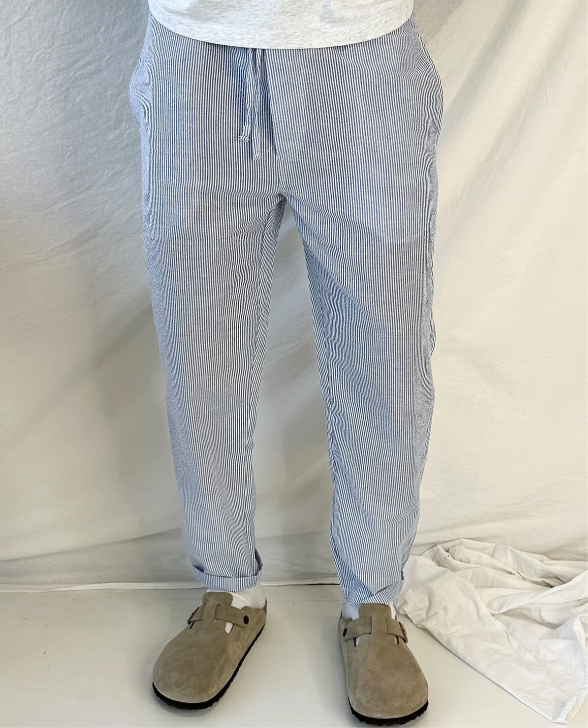 Pantalón de Lino a Rayas Cortina