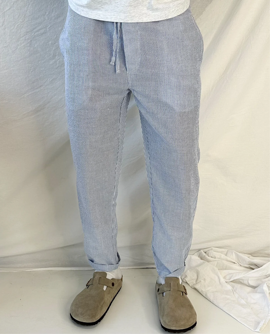 Pantalón de Lino a Rayas Cortina