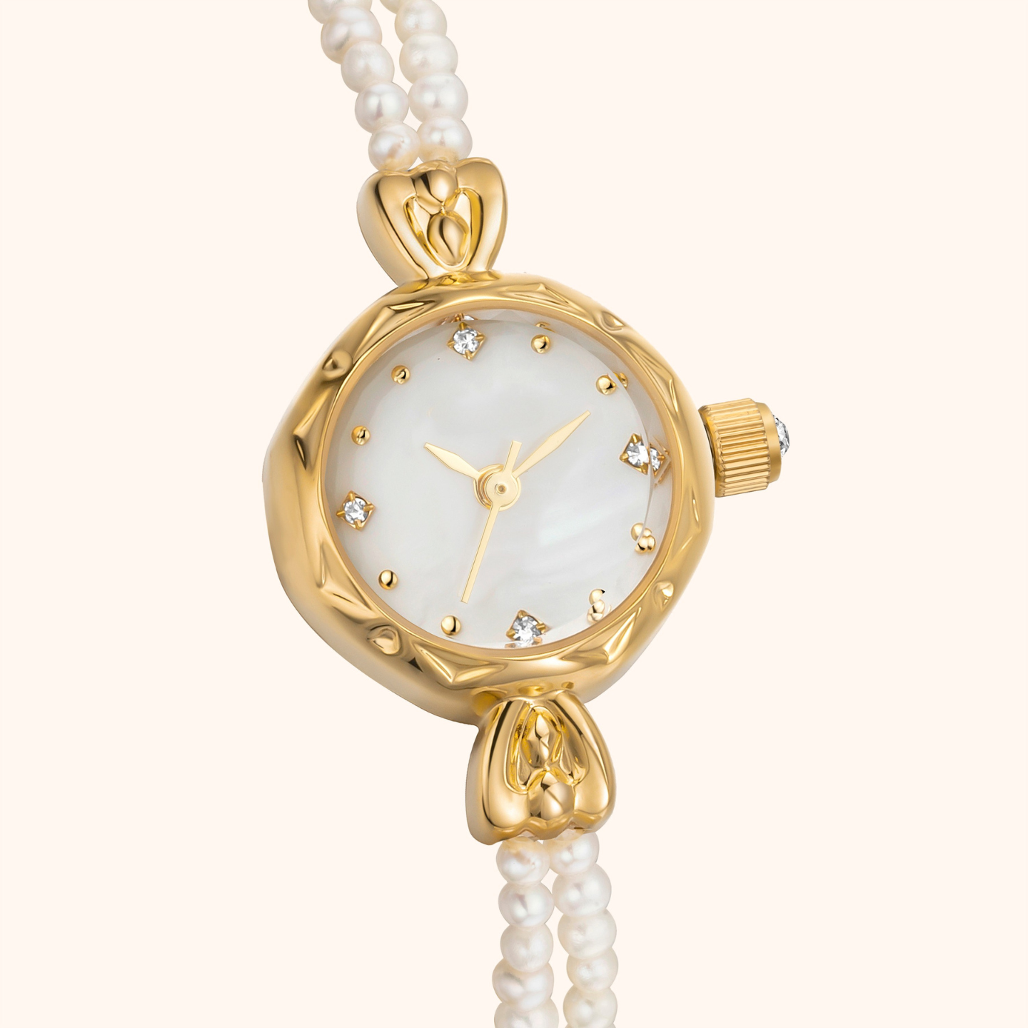 Noelle | Reloj con Pulsera de Perlas Naturales y Esfera Blanco Perlado