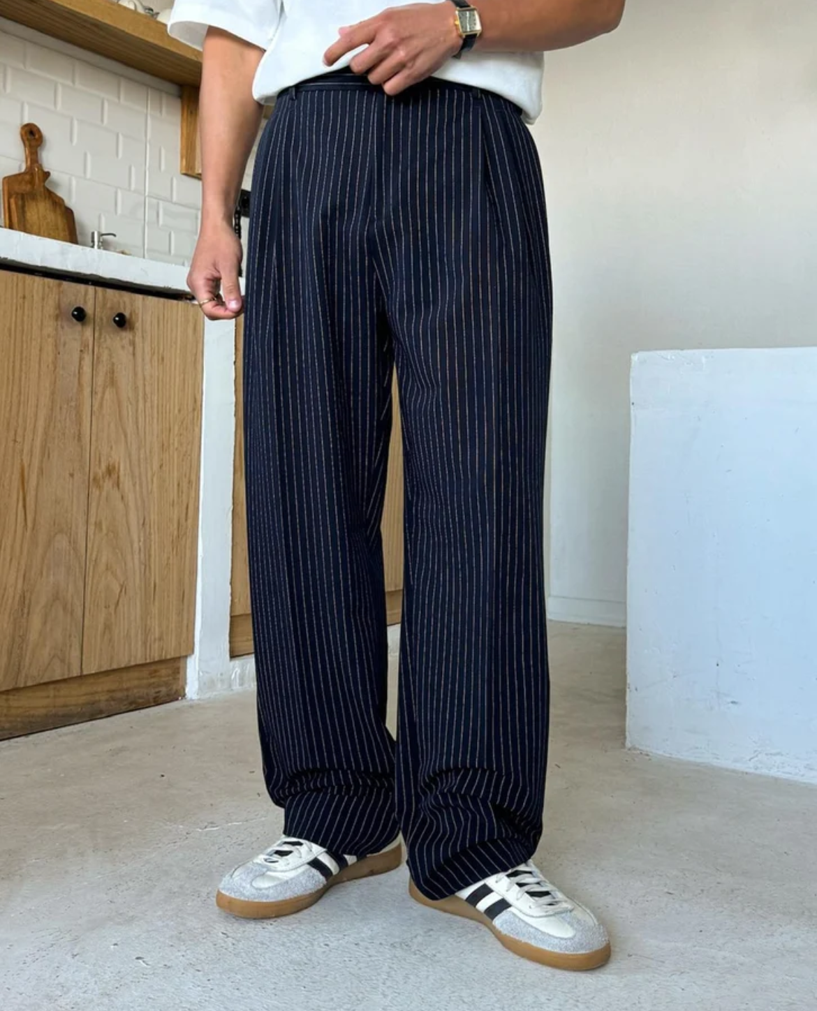 Pantalón Ancho de Raya Fina St Andrews