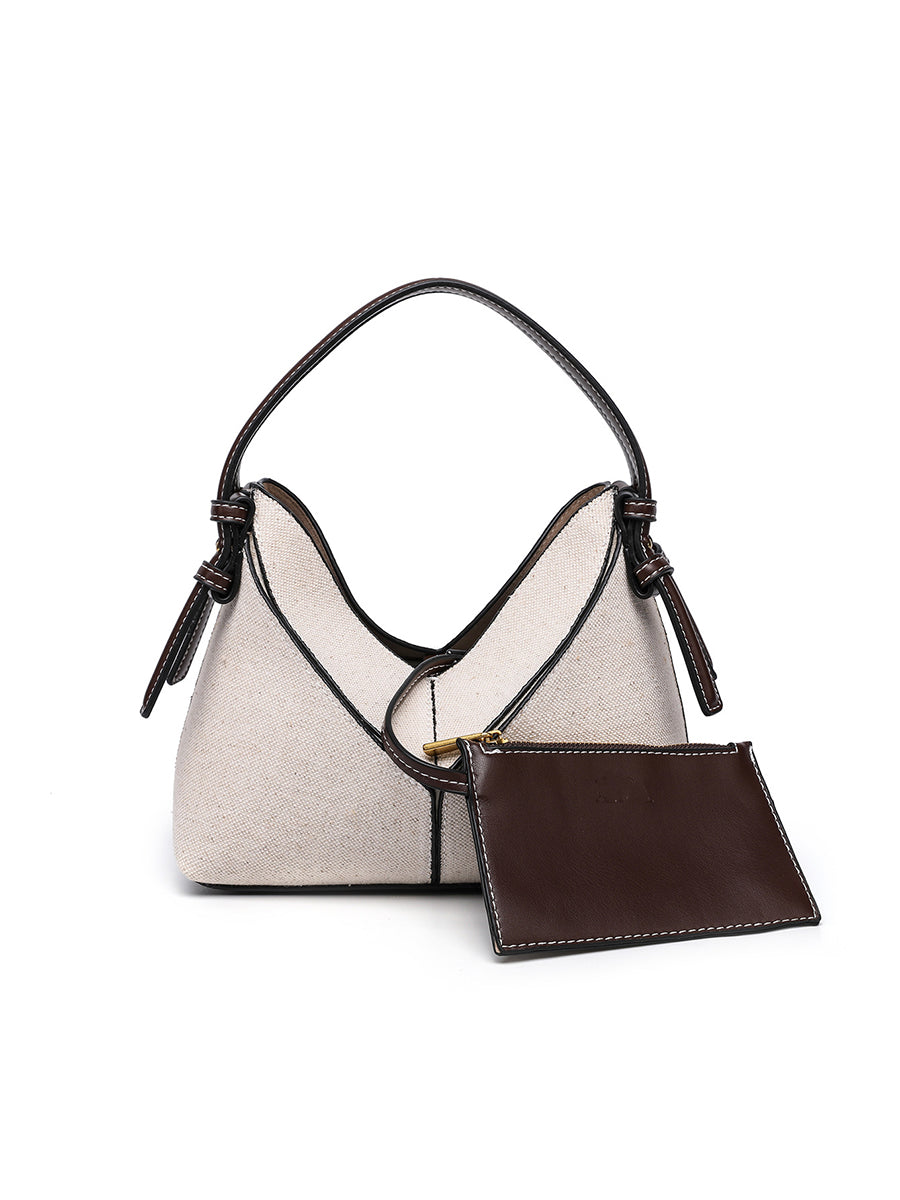 Bolso Bandolera de Lona con Cremallera Dorada