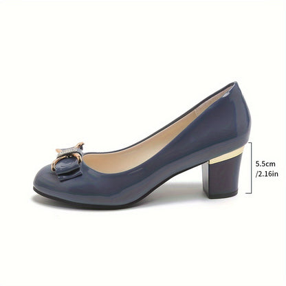 Evelyn | Tacones Clásicos con Lazo y Tacón Medio Acolchado