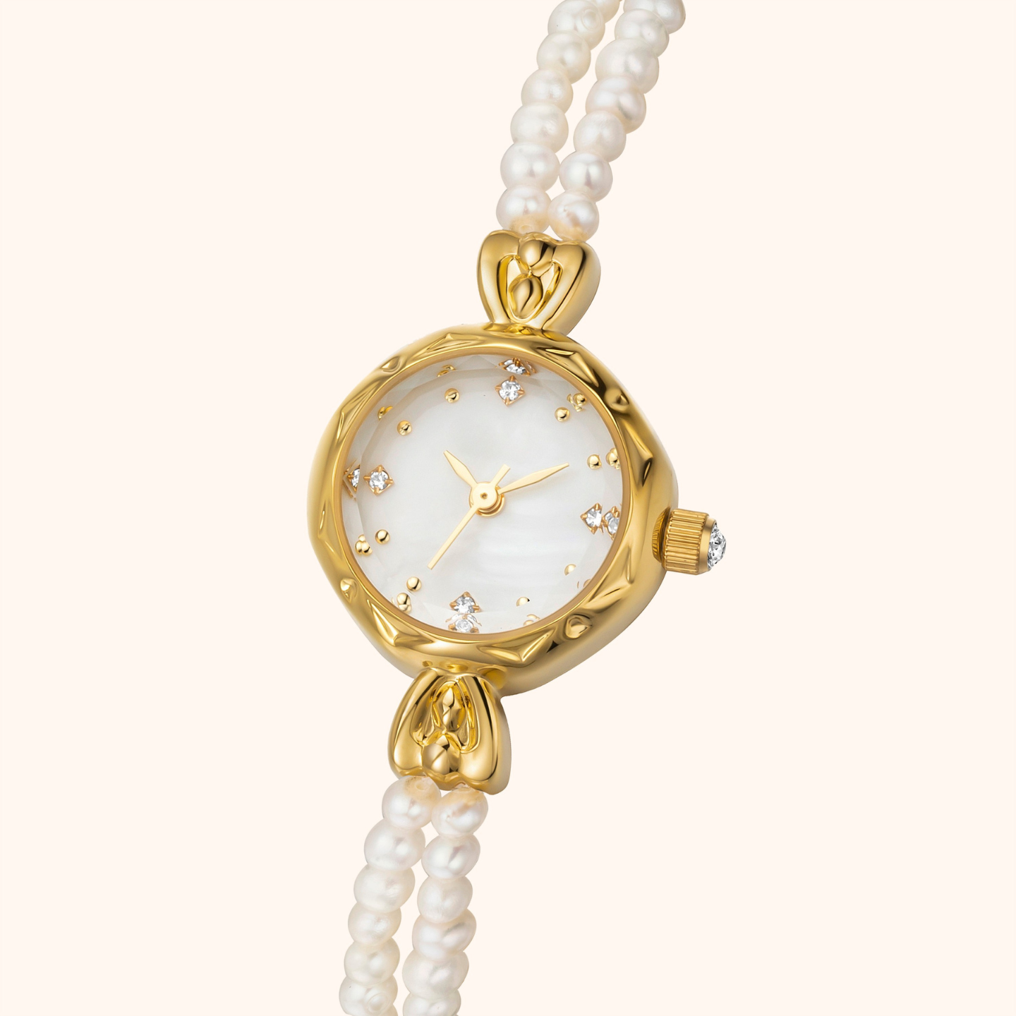 Noelle | Reloj con Pulsera de Perlas Naturales y Esfera Blanco Perlado
