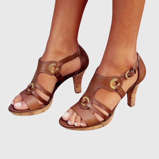 Carla | Tacones Marrón Tierra con Estabilidad de Talón Reforzada