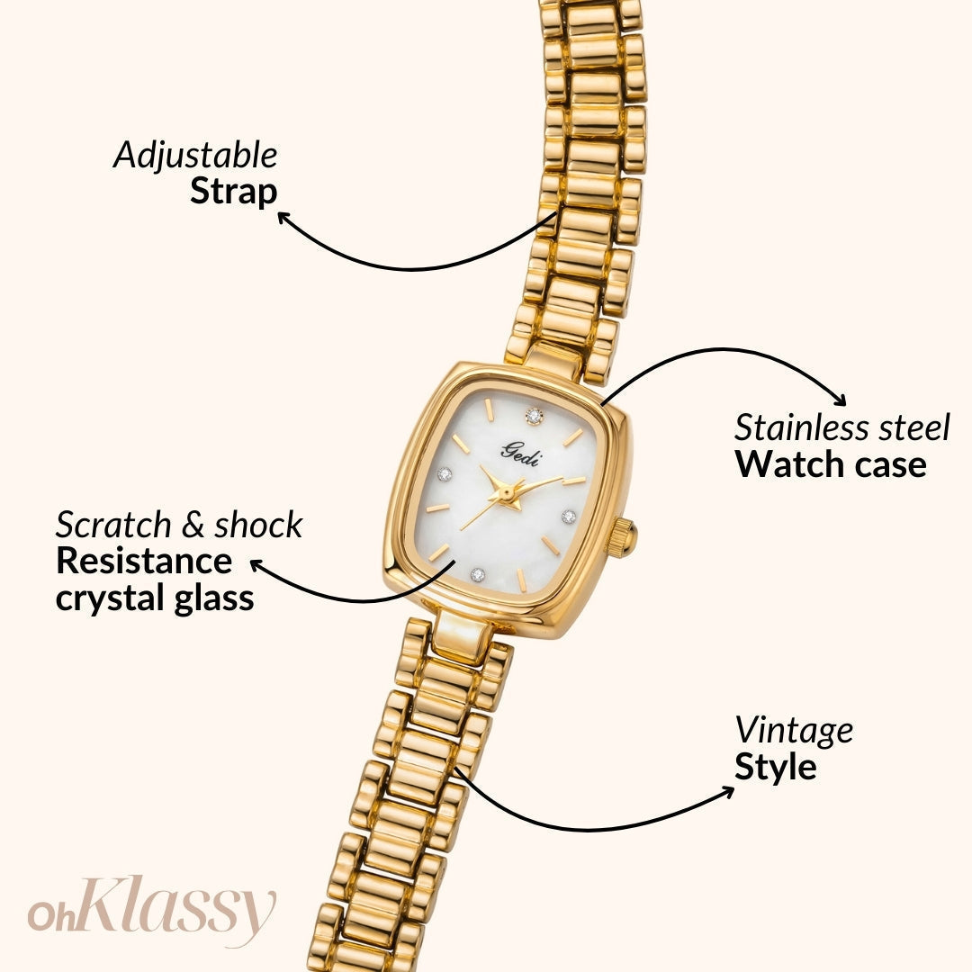 Aurora | Reloj Dorado con Esfera Blanco Perlado