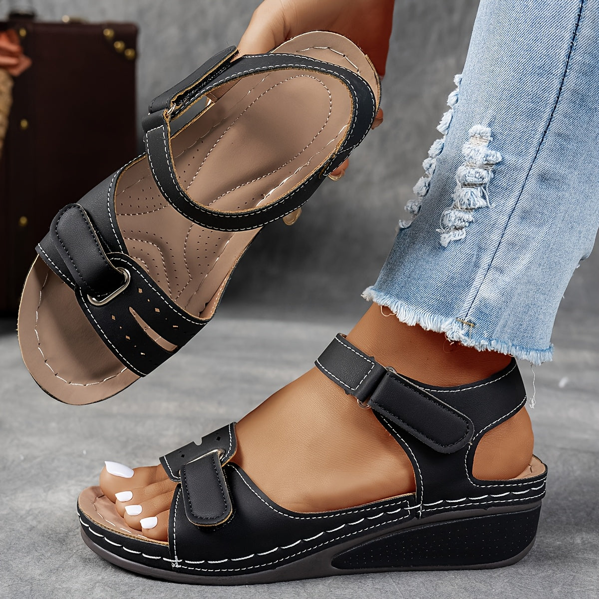Ariya | Sandalias Ortopédicas Beige Comfort Flex con Ajuste Regulable