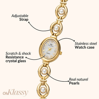 Celina | Reloj Dorado con Esfera Blanco Perlado