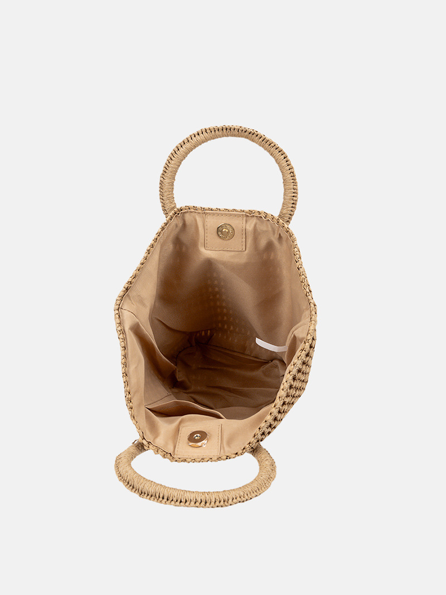 Bolso de Hombro en Paja Tejida Blanco Roto de Gran Capacidad