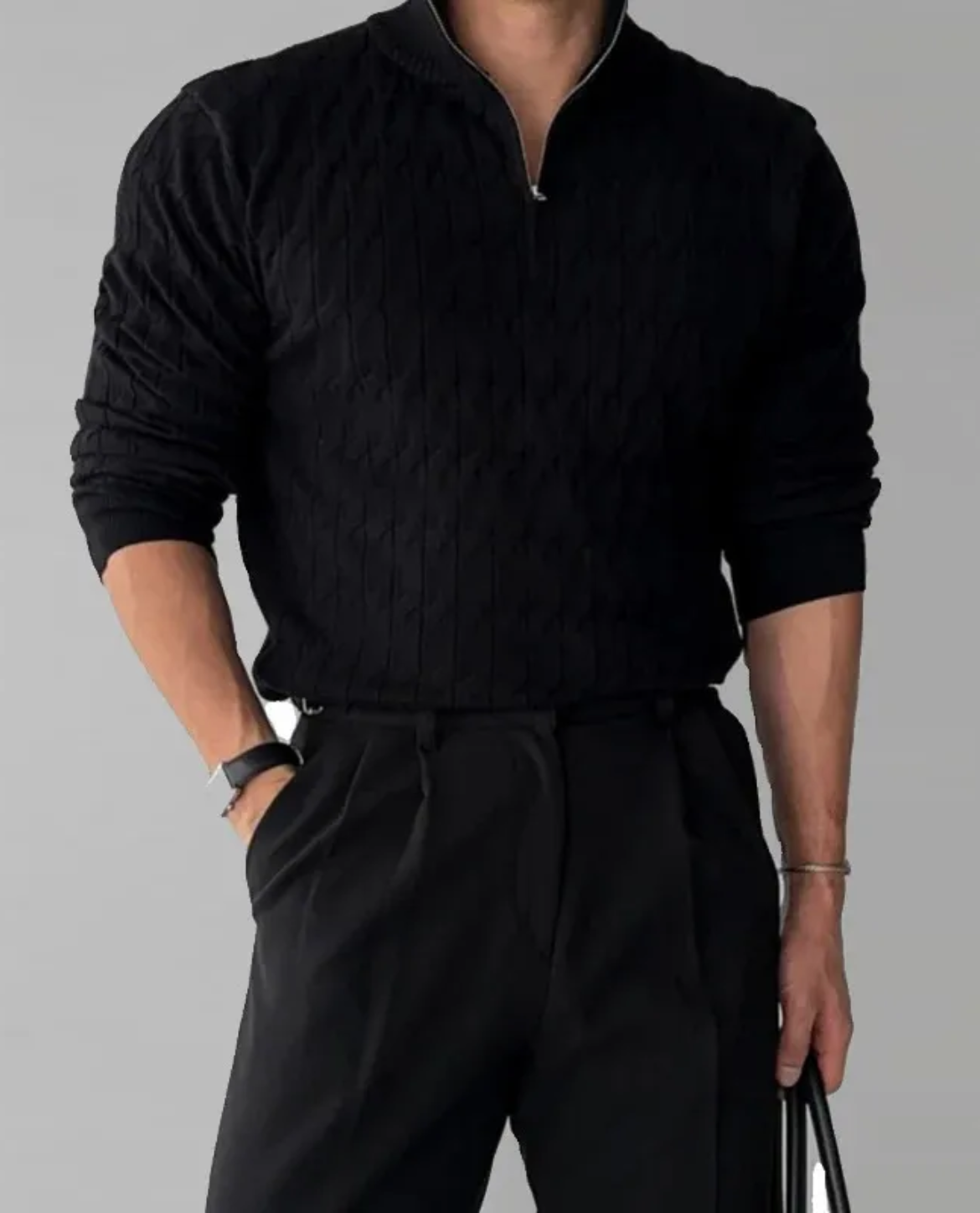 Jersey de Punto Texturizado con Cremallera Chartwell
