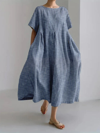 Vestido Floral de Verano Azul Marino con Manga de Volante