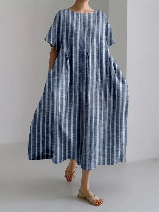 Vestido Floral de Verano Azul Marino con Manga de Volante