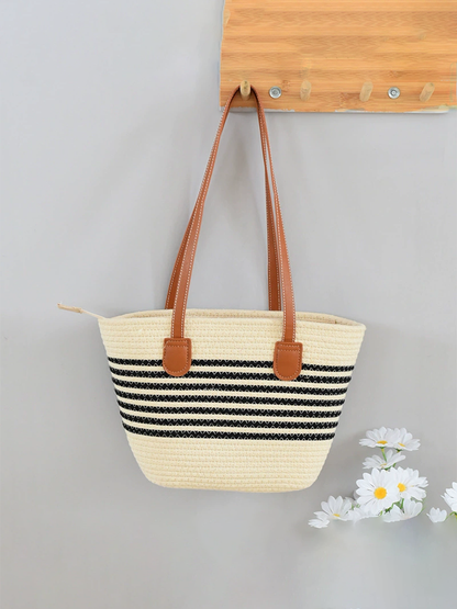 Bolso de Paja Tejida de un Asa para Vacaciones en la Playa