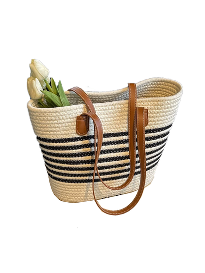 Bolso de Paja Tejida de un Asa para Vacaciones en la Playa