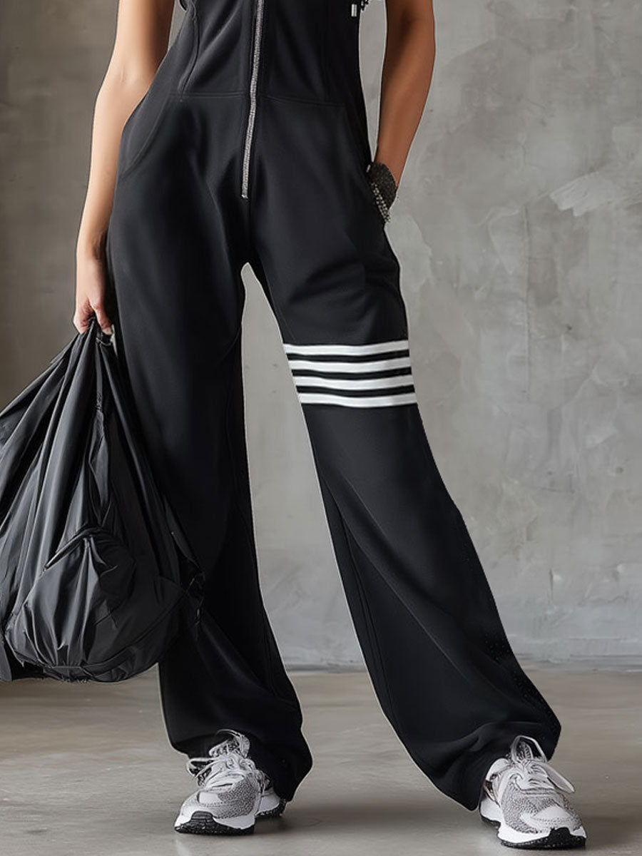Giada | Mono deportivo retro con capucha y rayas