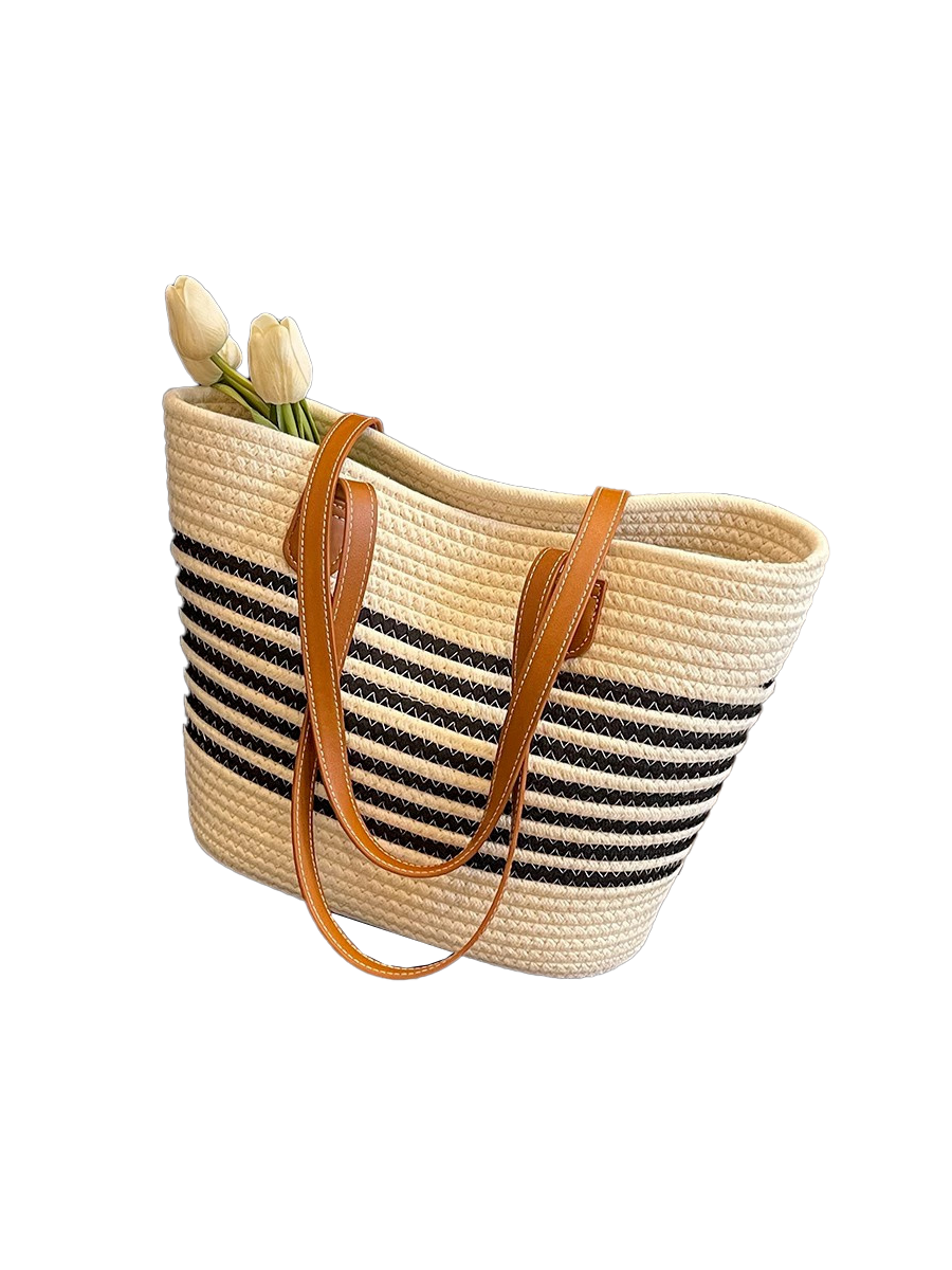 Bolso de Paja Tejida de un Asa para Vacaciones en la Playa