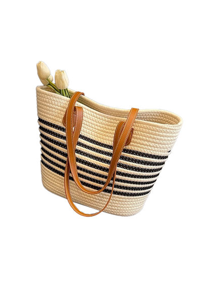 Bolso de Paja Tejida de un Asa para Vacaciones en la Playa