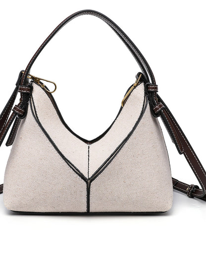 Bolso Bandolera de Lona con Cremallera Dorada
