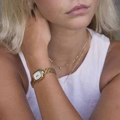 Aurora | Reloj Dorado con Esfera Blanco Perlado