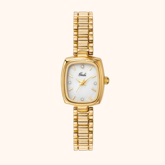 Aurora | Reloj Dorado con Esfera Blanco Perlado