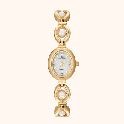 Celina | Reloj Dorado con Esfera Blanco Perlado