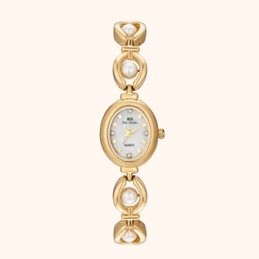 Celina | Reloj Dorado con Esfera Blanco Perlado
