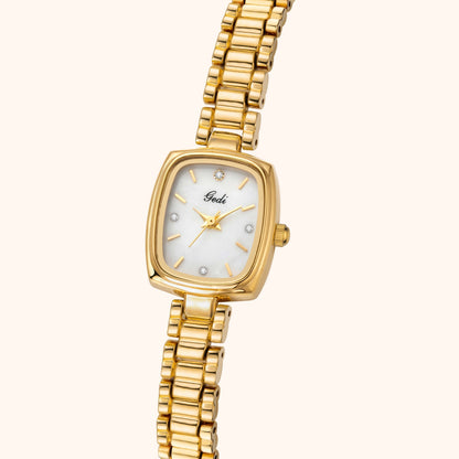 Aurora | Reloj Dorado con Esfera Blanco Perlado