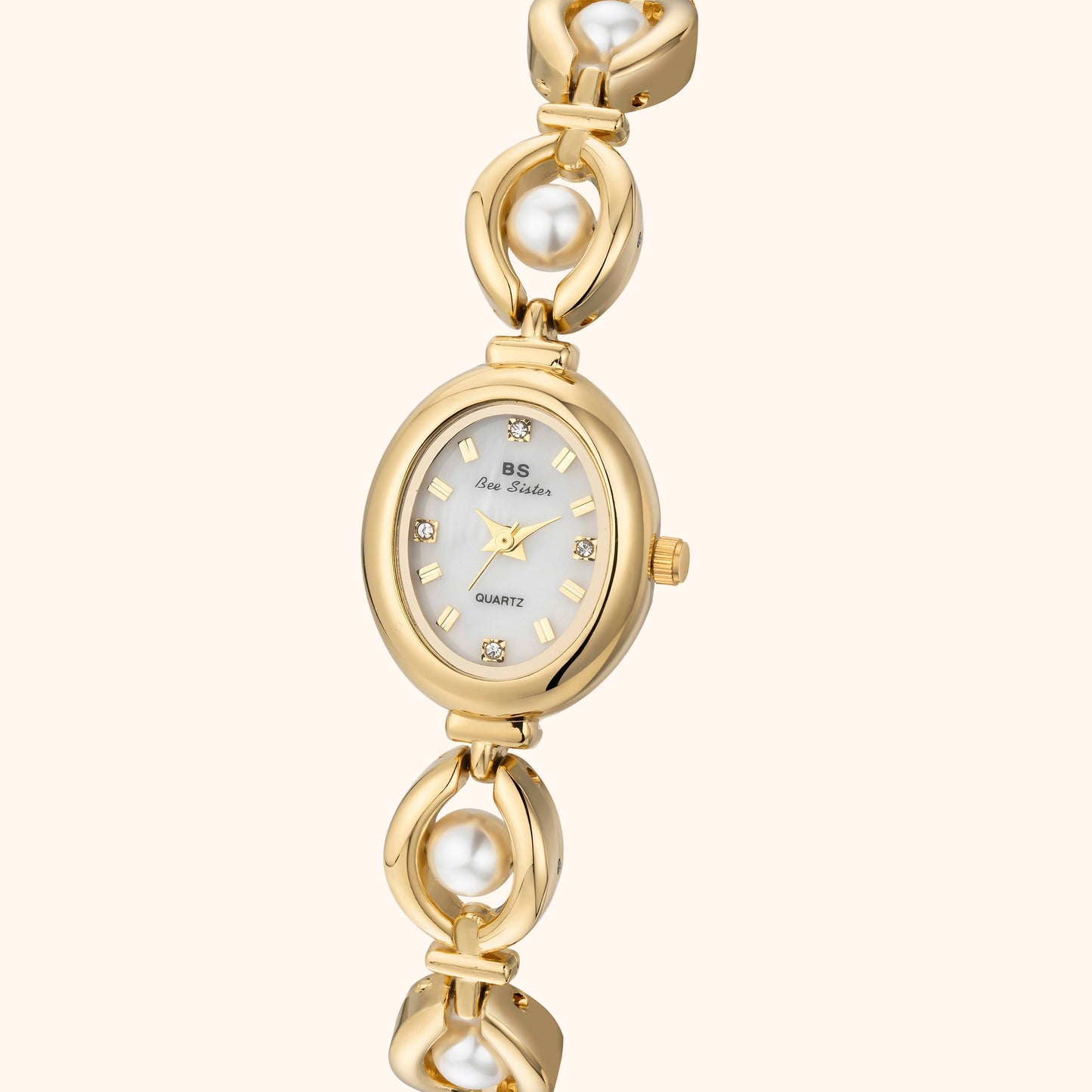 Celina | Reloj Dorado con Esfera Blanco Perlado