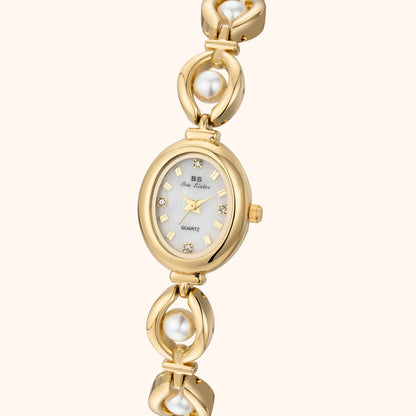 Celina | Reloj Dorado con Esfera Blanco Perlado