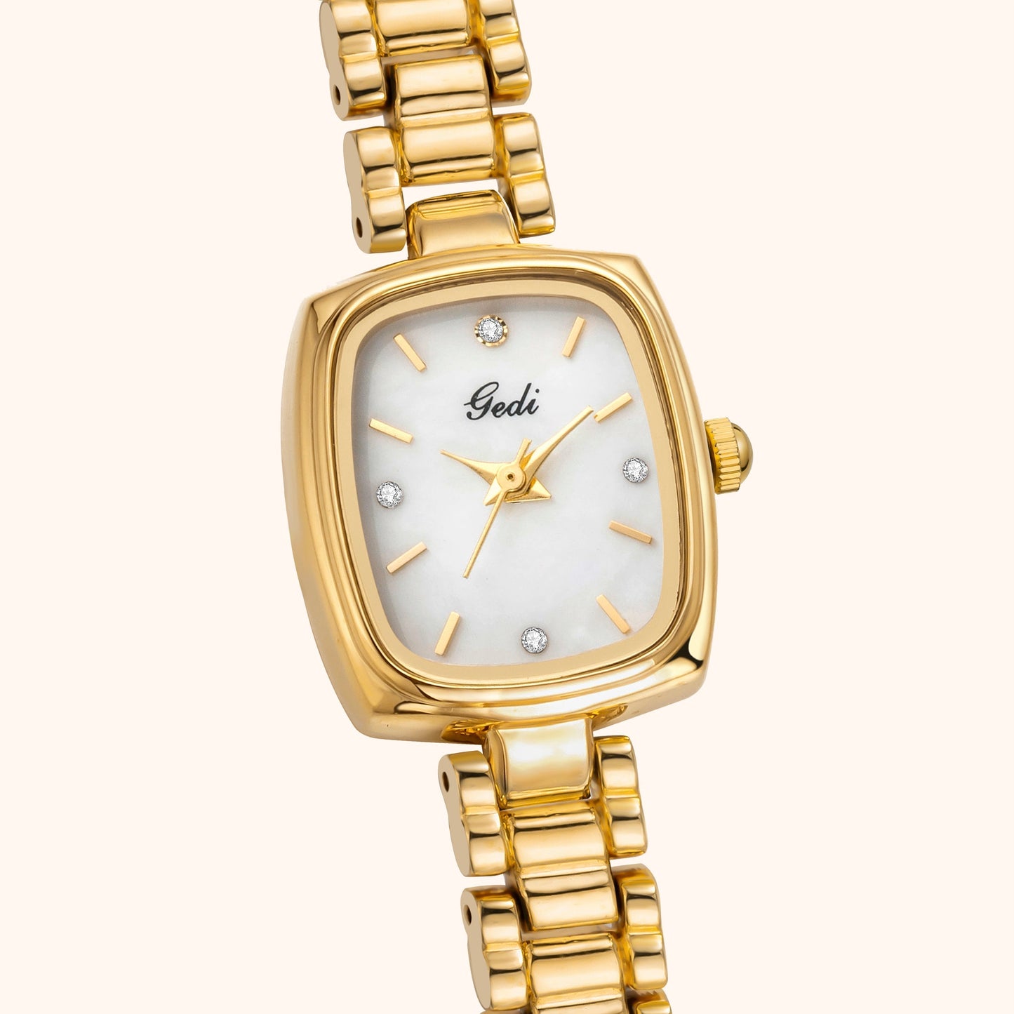 Aurora | Reloj Dorado con Esfera Blanco Perlado