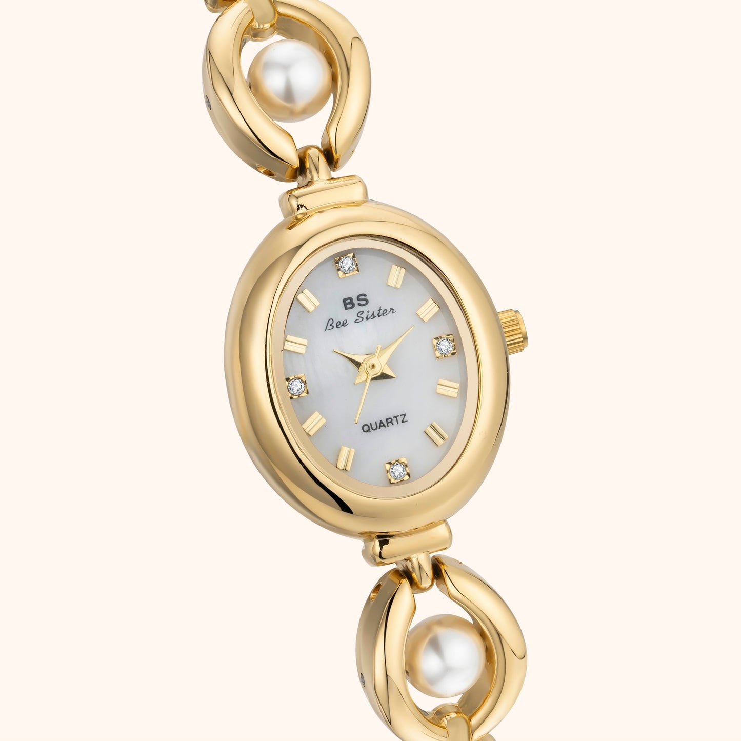Celina | Reloj Dorado con Esfera Blanco Perlado
