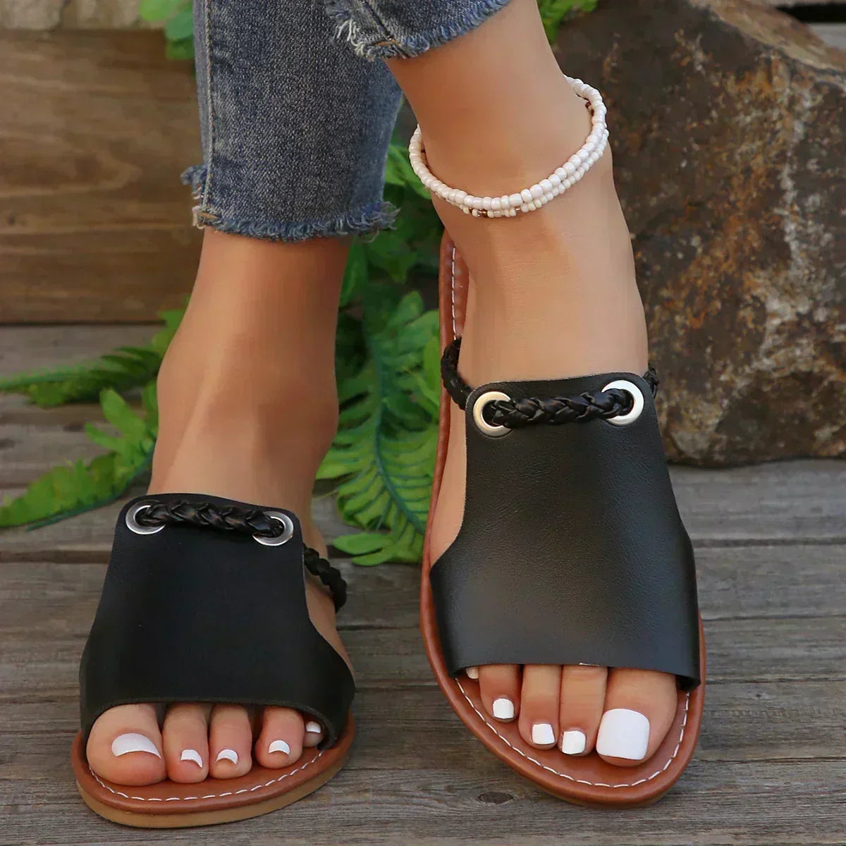 Sandalias trenzadas de calzar