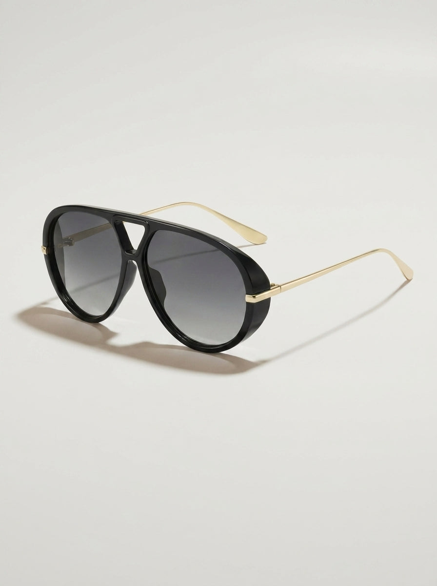 Sidney | Gafas de Sol Negras con Detalles Dorados