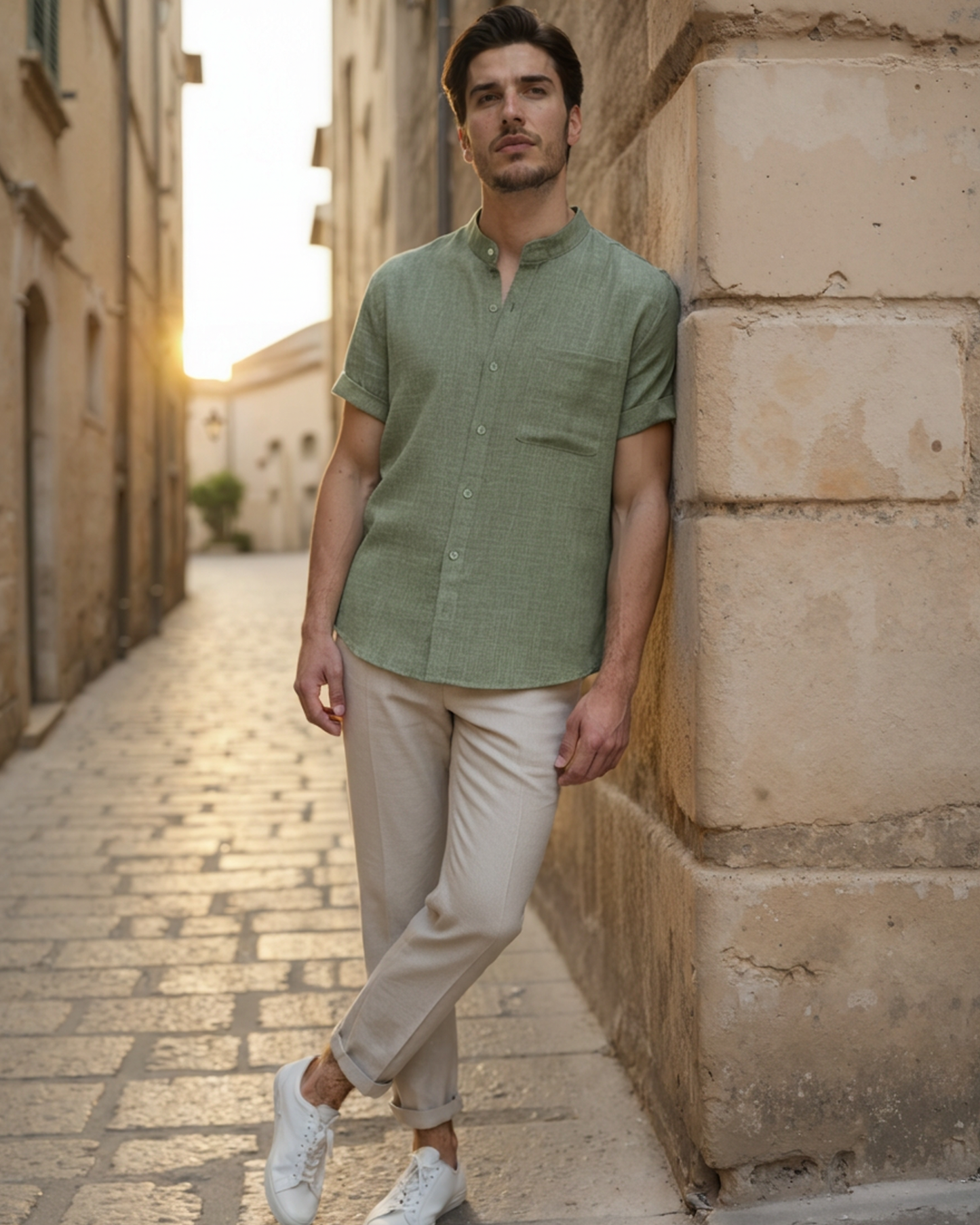 Camisa Cuello Mao Kensington