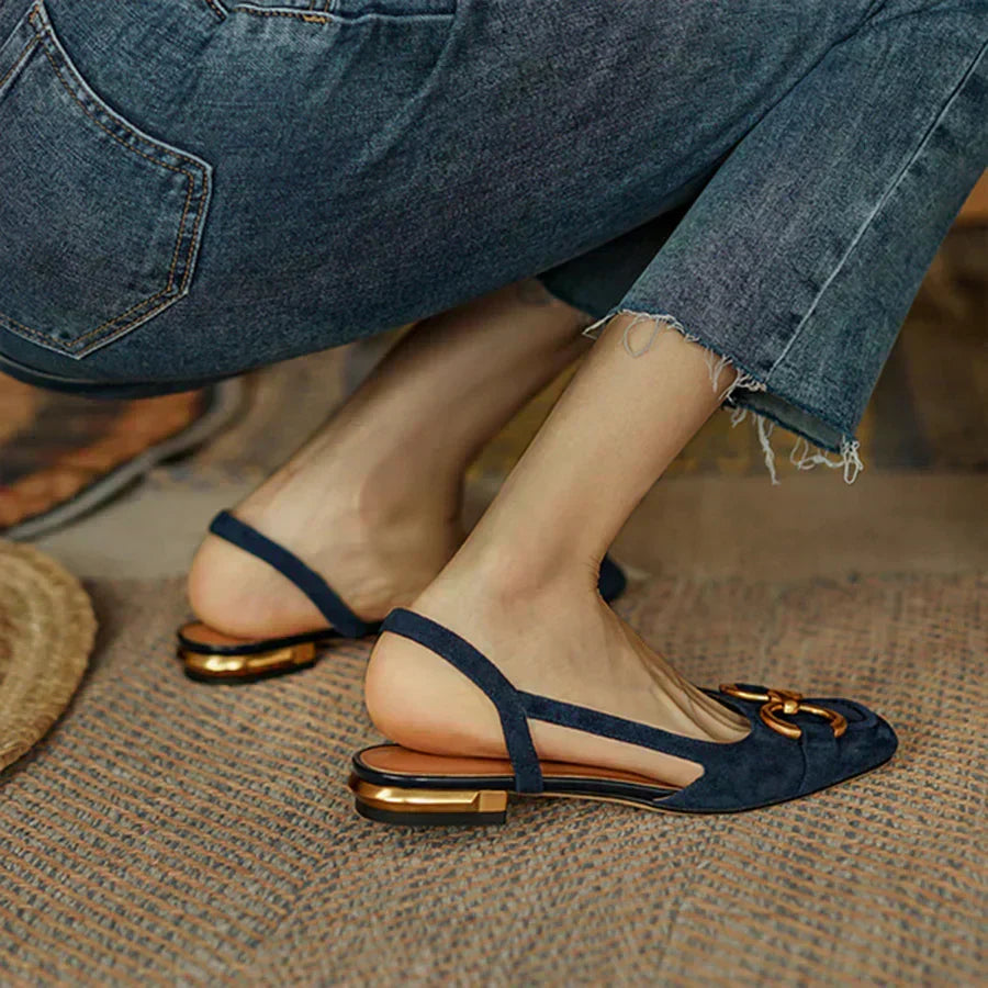 Cecilia | Sandalias Ortopédicas Azul Oscuro con Plantilla Acolchada y Hebilla Ajustable