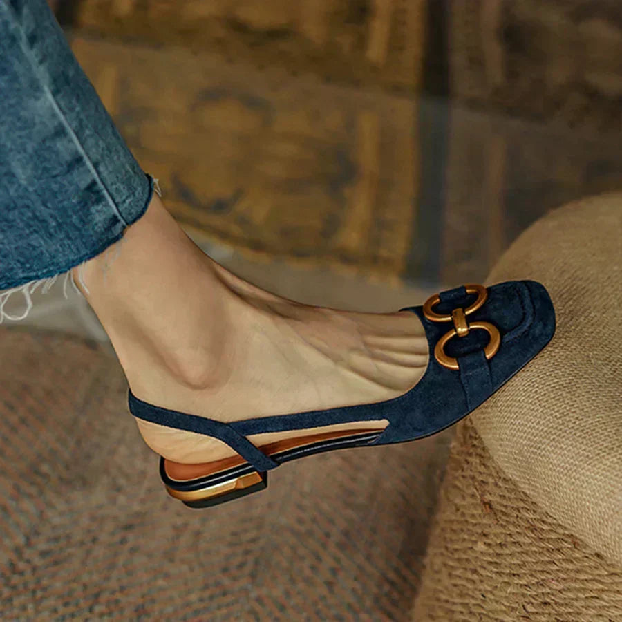 Cecilia | Sandalias Ortopédicas Azul Oscuro con Plantilla Acolchada y Hebilla Ajustable