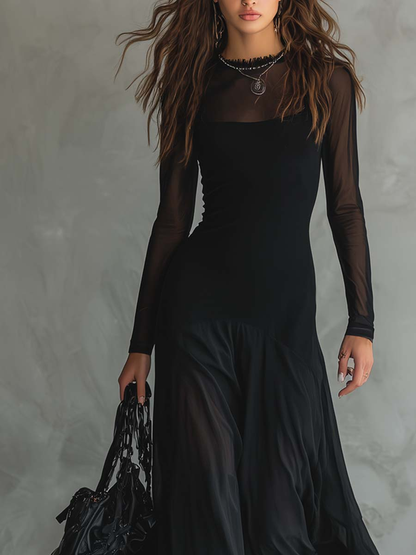 Neroa | Vestido maxi de vestibilidad amplia en tul negro