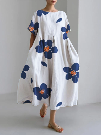 Vestido Floral de Verano Verde Oliva con Manga Abullonada