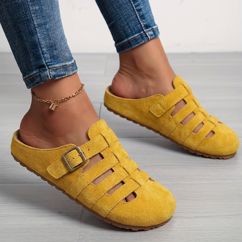 Clara | Sandalias Mules Amarillas de Confort sin Cierre